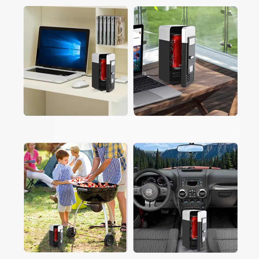 Mini USB Fridge Portable Cooler Beverage Drink Cans Cooler / Warmer Refrigerator for Car Laptop PC Computer Black Red Color 2024