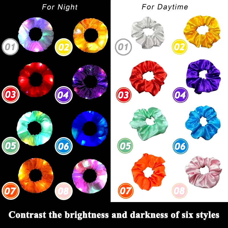 Popular Flashing Light up Girls Hair Tie LED Luminous Scrunchies Headwear Women Scrunchy Hair Rope Hairband Accessories