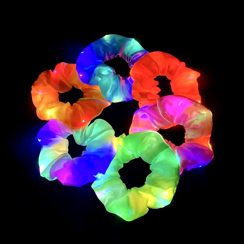 Popular Flashing Light up Girls Hair Tie LED Luminous Scrunchies Headwear Women Scrunchy Hair Rope Hairband Accessories