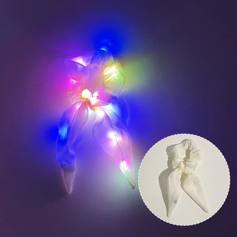 Popular Flashing Light up Girls Hair Tie LED Luminous Scrunchies Headwear Women Scrunchy Hair Rope Hairband Accessories